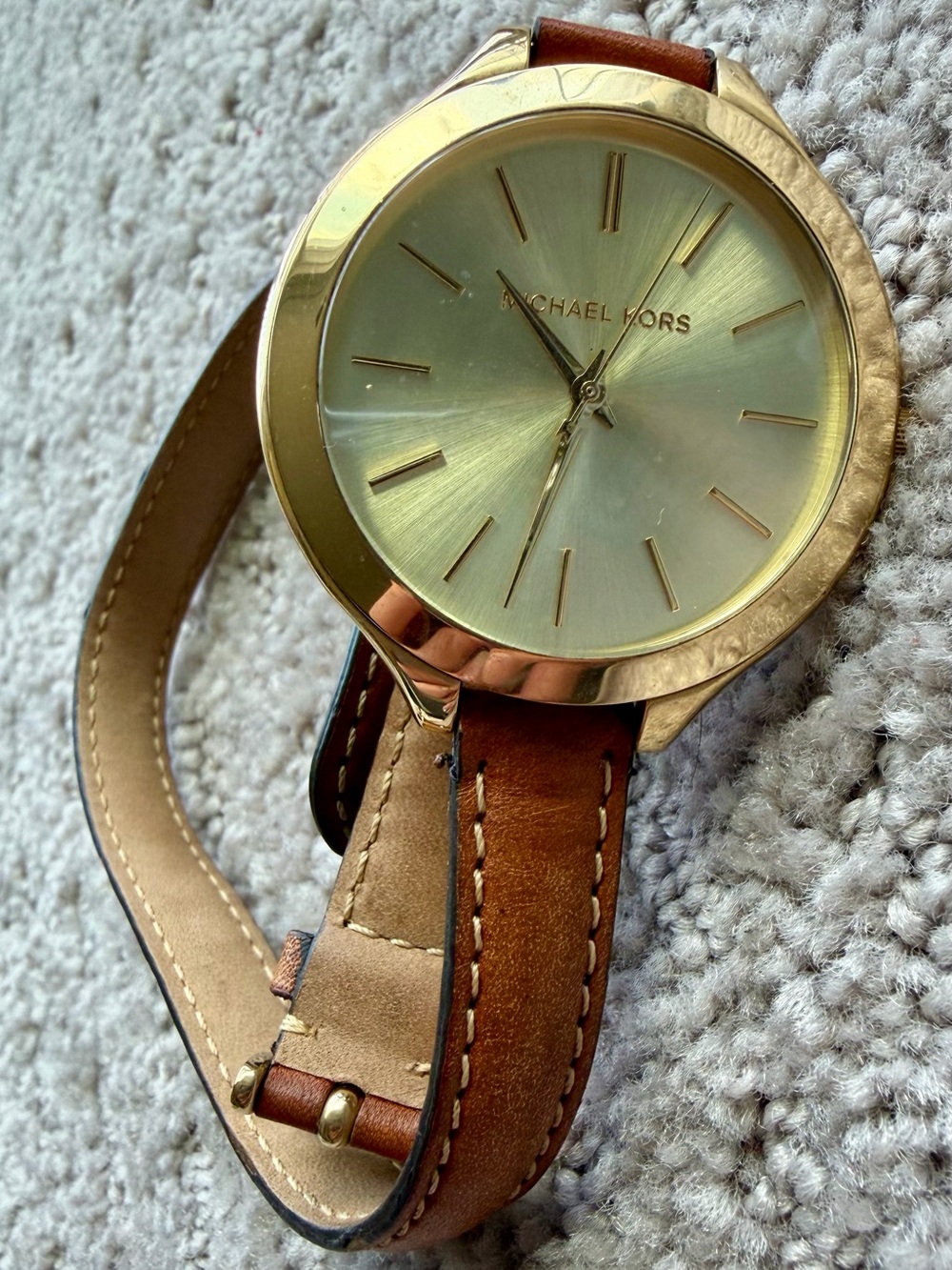 Michael Kors Gold Brown Leather Strap Watch